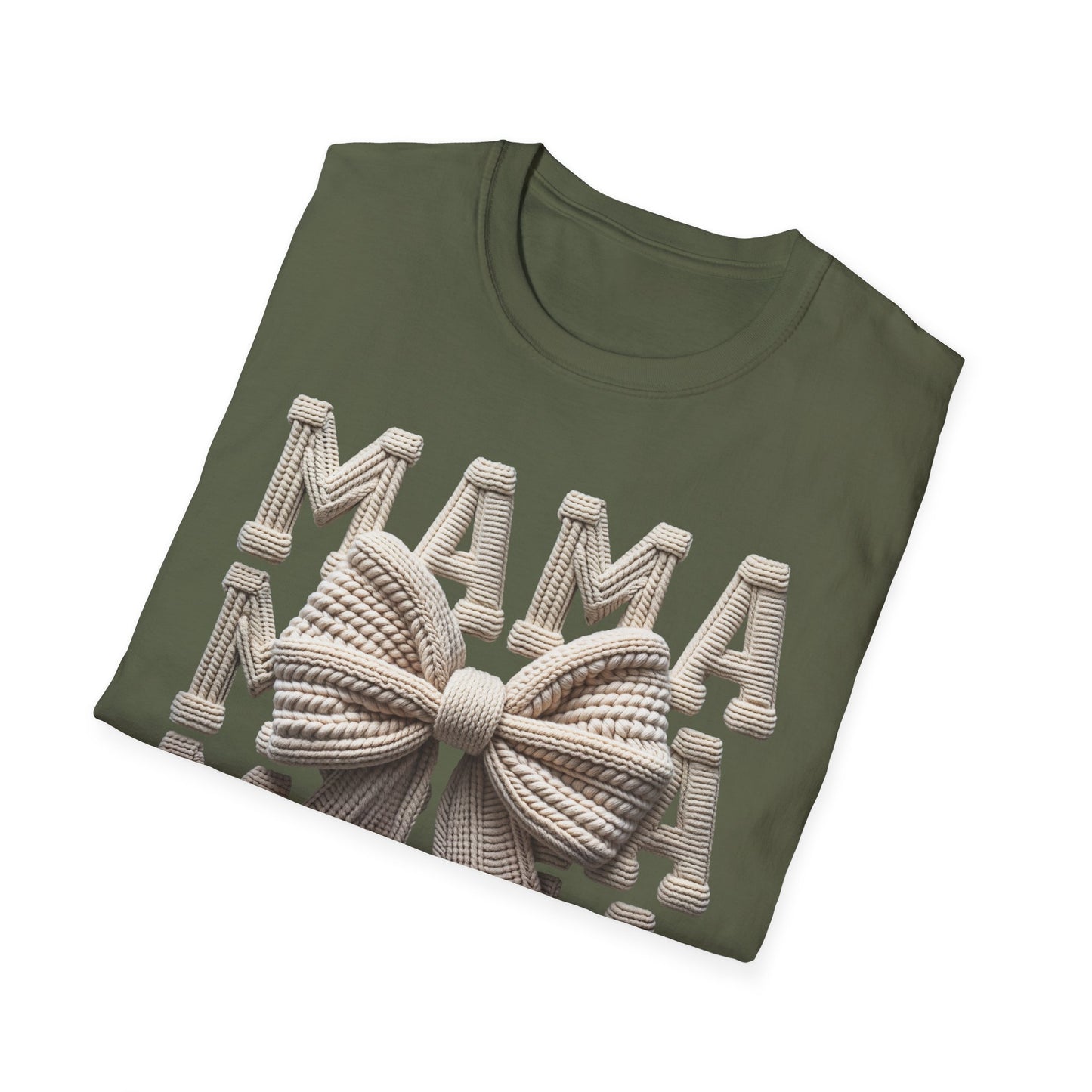 Mama Knit Bow T-Shirt – Cozy Neutral Mom Graphic Tee